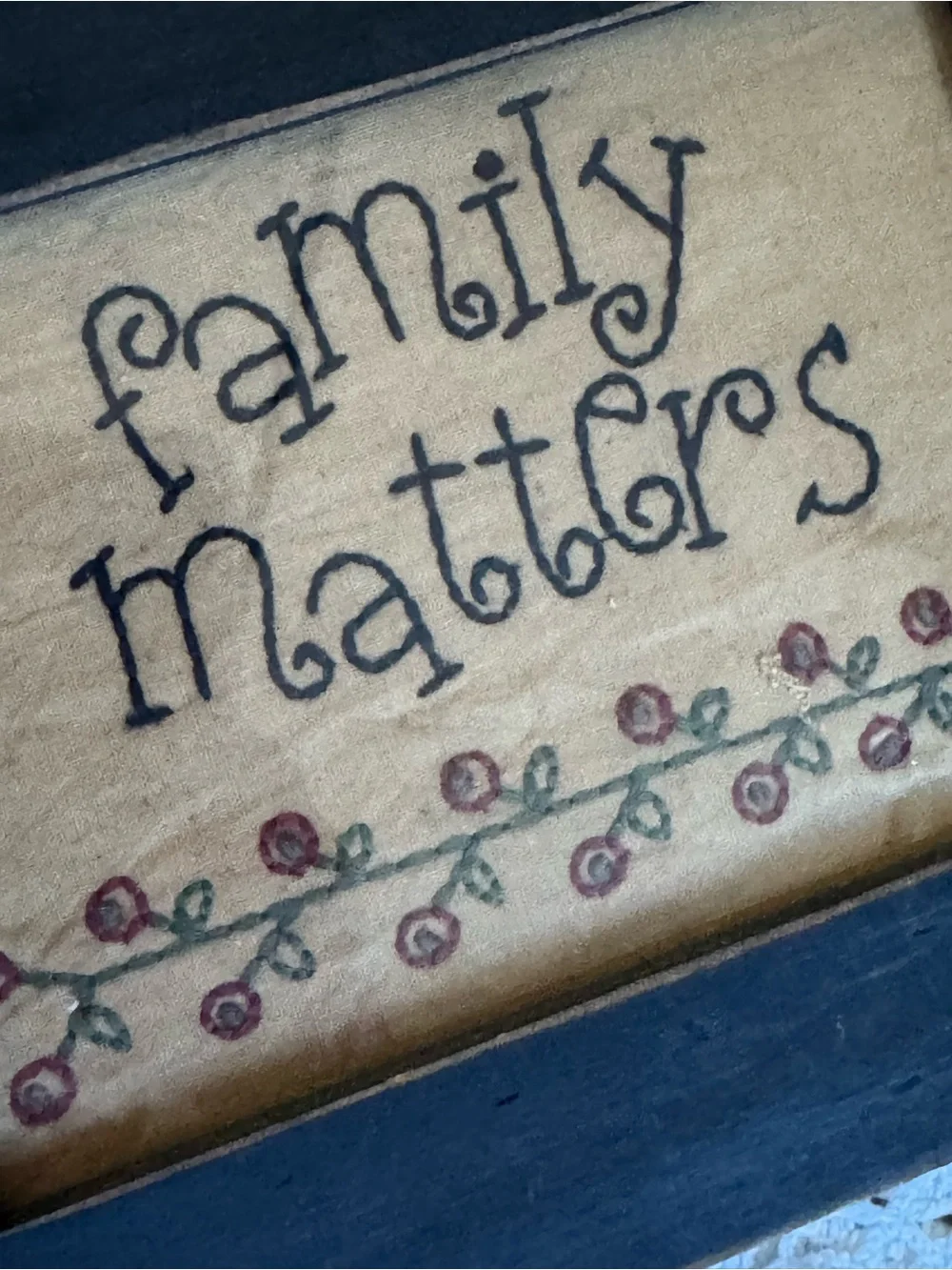 Primitive Family Matters Framed Folk Art Sampler Rustic Country Decor